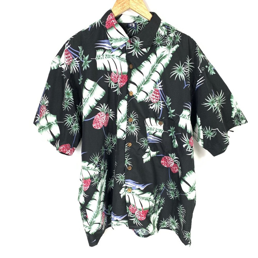 3/$25 Hang Ten Hawaiian Floral Button Down T Shirt L